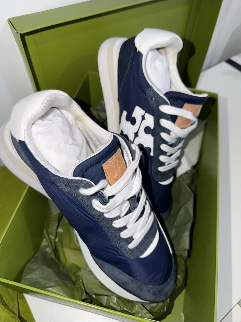 Tory Burch Navy and White Logo Running Sneakers - Picture 6 of 8